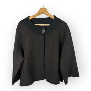 Heather B Womens size 2X Wool Houndstooth Swing Cape Jacket Cardigan Black Brown